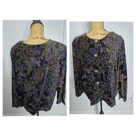 Vintage Velvet Victorian Vampy Floral Jacket - Picture 2 of 11